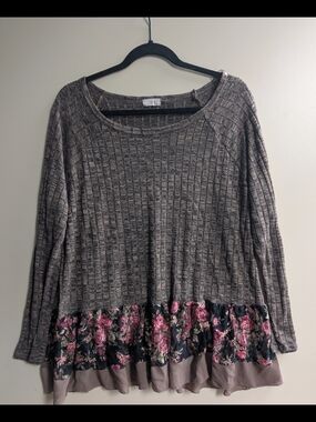 ODDY Women's Soft Cottagecore Floral Ruffle Hem Tunic Size XL